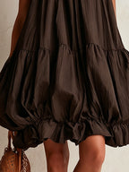 Hazel™ Brown Sleeveless Bubble-Hem Mini Dress