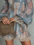 Aphrodite™ Blue Romantic Floral Off-Shoulder Mini Dress