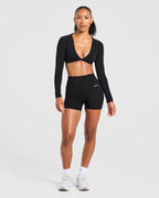 Engage Long Sleeve Crop Top - Zwart