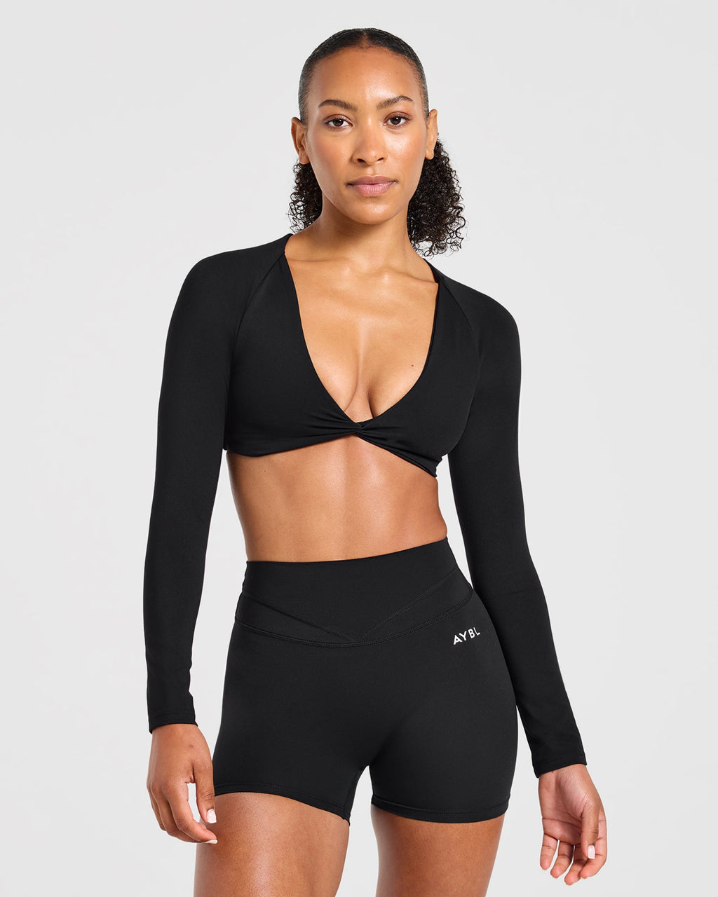 Engage Long Sleeve Crop Top - Zwart