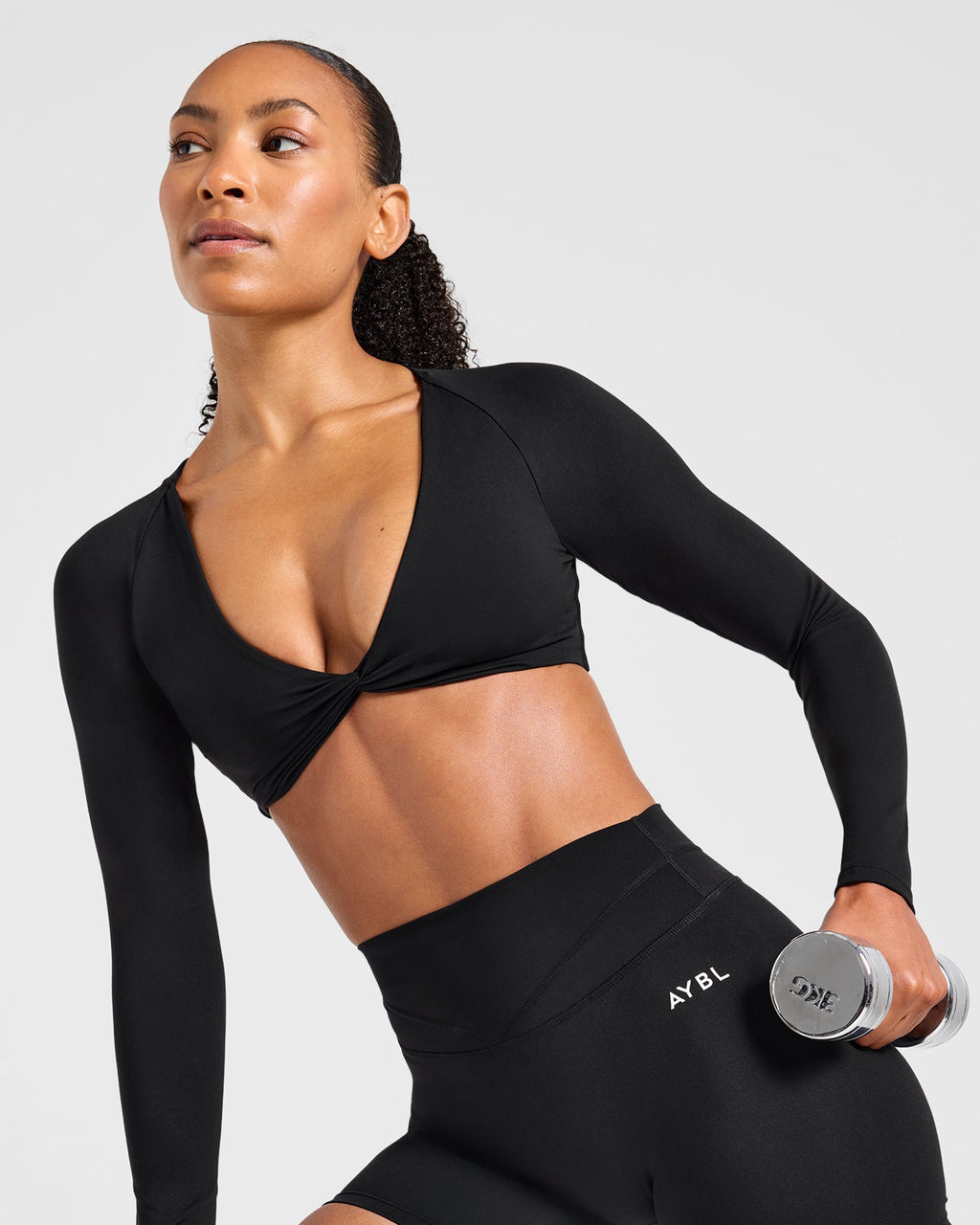 Engage Long Sleeve Crop Top - Zwart