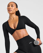 Engage Long Sleeve Crop Top - Zwart