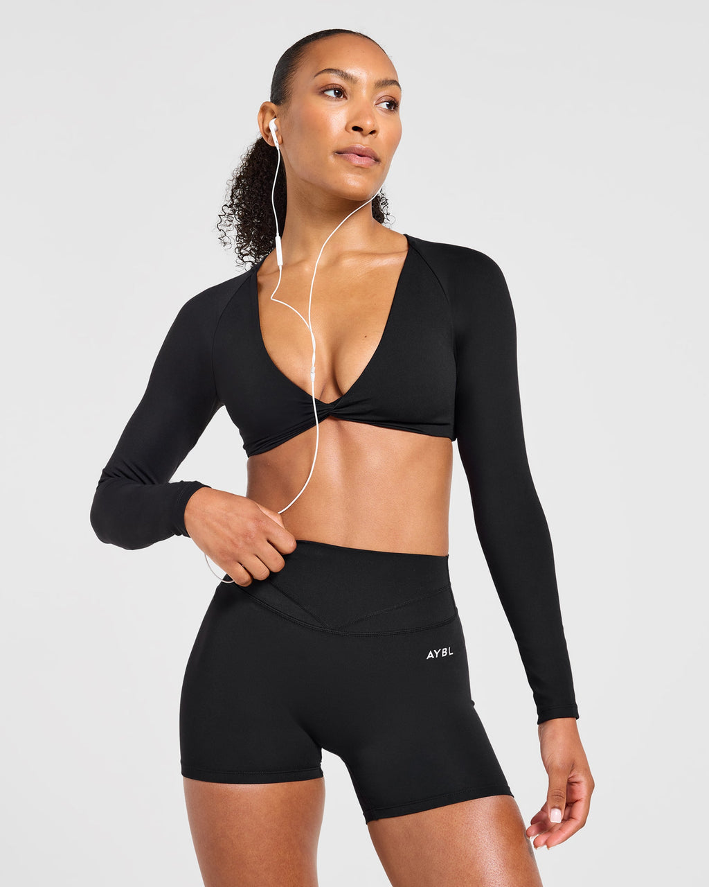 Engage Long Sleeve Crop Top - Zwart