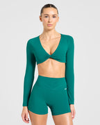 Engage Long Sleeve Crop Top - Autumn Teal