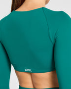 Engage Long Sleeve Crop Top - Autumn Teal