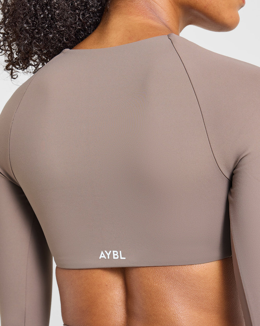 Engage Long Sleeve Crop Top - Warm Taupe