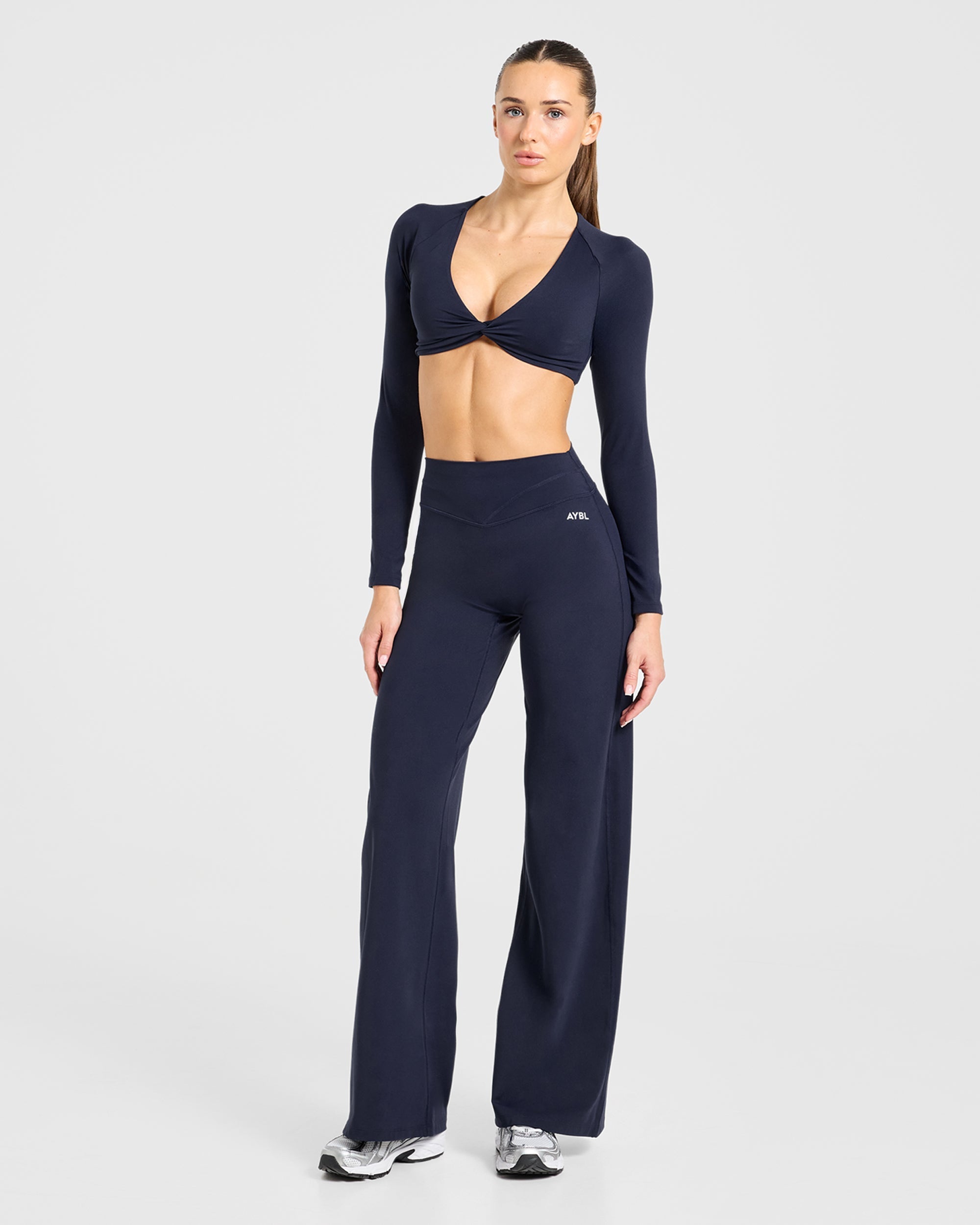 Engage Long Sleeve Crop Top - Deep Navy