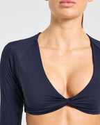 Engage Long Sleeve Crop Top - Deep Navy