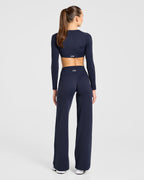 Engage Long Sleeve Crop Top - Deep Navy