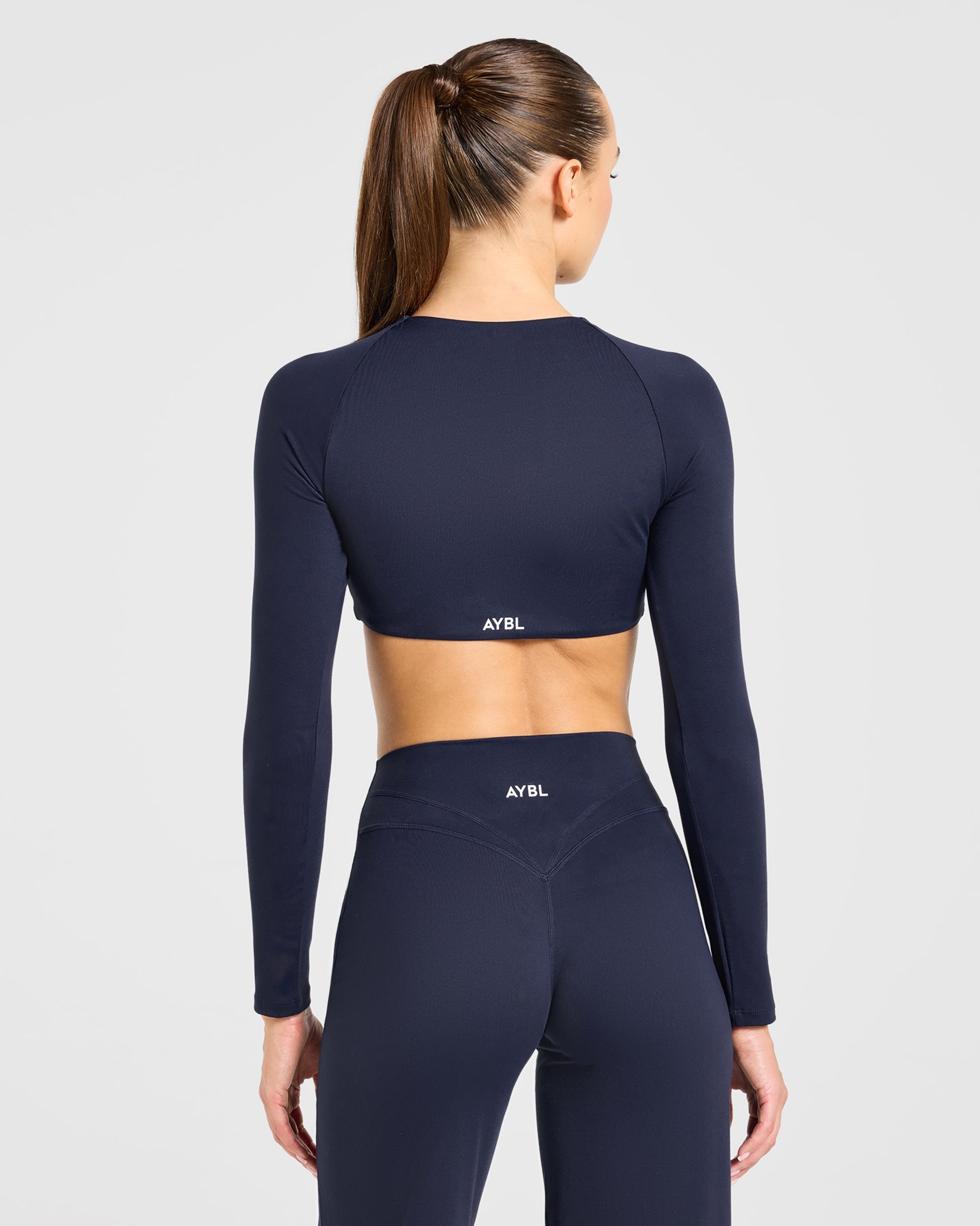 Engage Long Sleeve Crop Top - Deep Navy