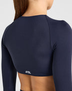 Engage Long Sleeve Crop Top - Deep Navy