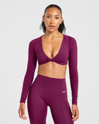 Engage Long Sleeve Crop Top - Rich Plum