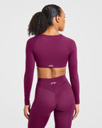 Engage Long Sleeve Crop Top - Rich Plum