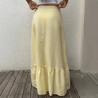 Skirt Long Women's Skirts  Female Clothing Woman Cuteore Spring Summer High-Waisted Striped Casual Vacation Style Half-Dress