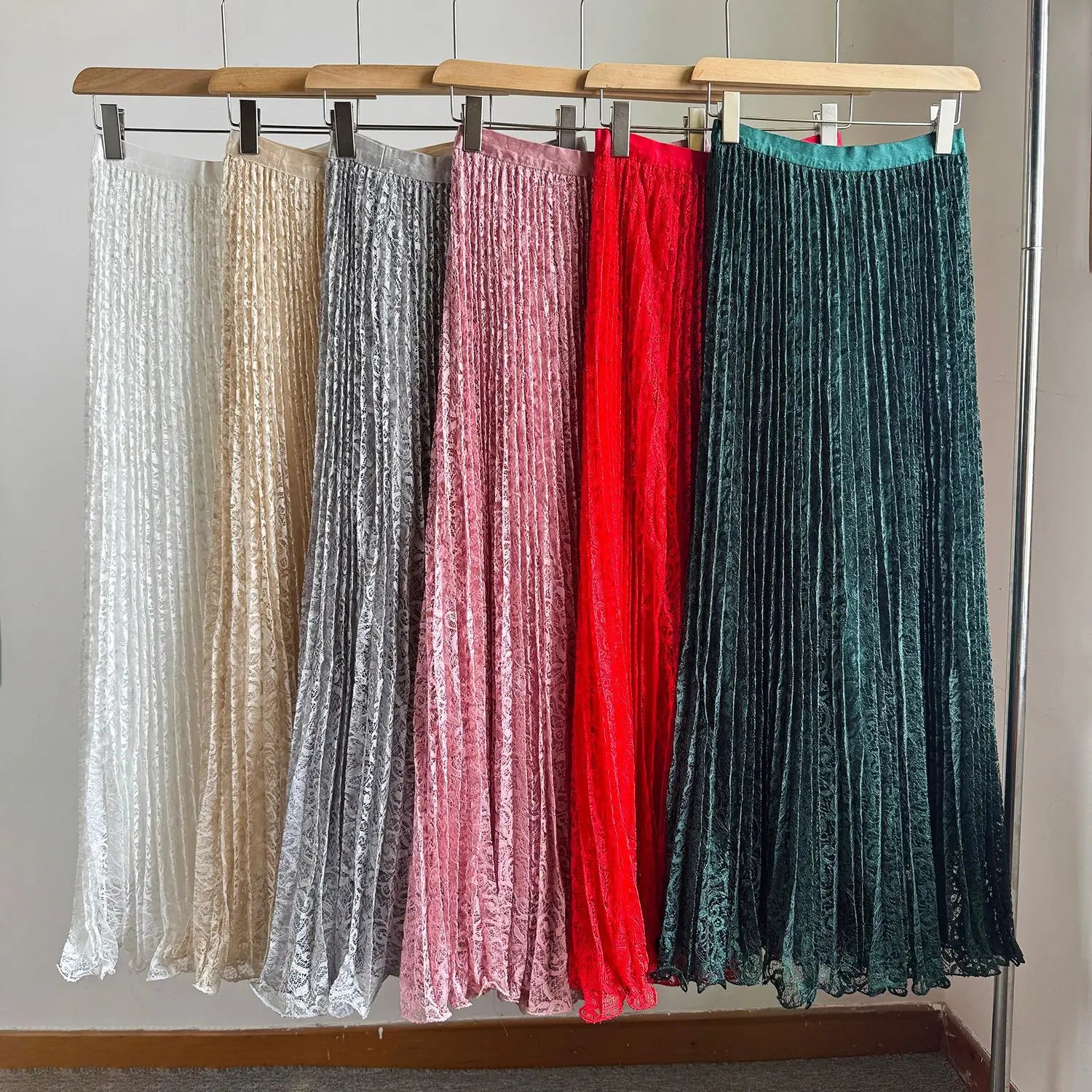 Skirts Women Mid Length Skirt A Line High Waist Slim Fit Elegant Splice Y2k Streetwear Work Lace Casual Pleated Summer 2026