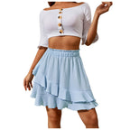Women'S Skirt Fashion Women'S Ruffle Skirt High Waist Irregular Solid Color Short Skirt Women'S Fashionable Solid Color Skirt