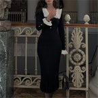 Dresses 2025 Woman Ruffled Dress Knitted Bodycon simple Style Solid Color Temperament Elegant Commuting All-match Casual Trendy