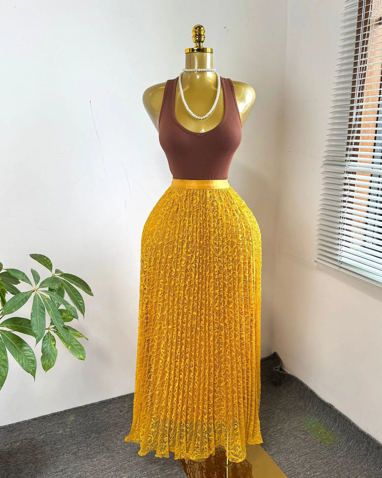 Skirts Women Mid Length Skirt A Line High Waist Slim Fit Elegant Splice Y2k Streetwear Work Lace Casual Pleated Summer 2026