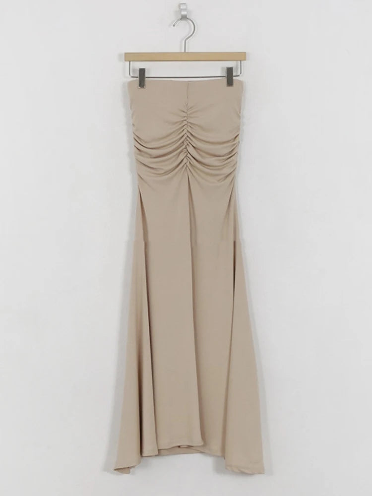 Shirring Satin Skirts for Women High Waisted Skirt 2026 Women A-Line Elegant Skirts Summer Pink Midi Skirt New Korean Style