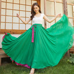 Fashion Chiffon Skirts Womens Elegant Casual High Waist Boho Long Dance Skirt Female Party Beach Maxi A-Line pleated Skirt