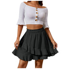 Women'S Skirt Fashion Women'S Ruffle Skirt High Waist Irregular Solid Color Short Skirt Women'S Fashionable Solid Color Skirt