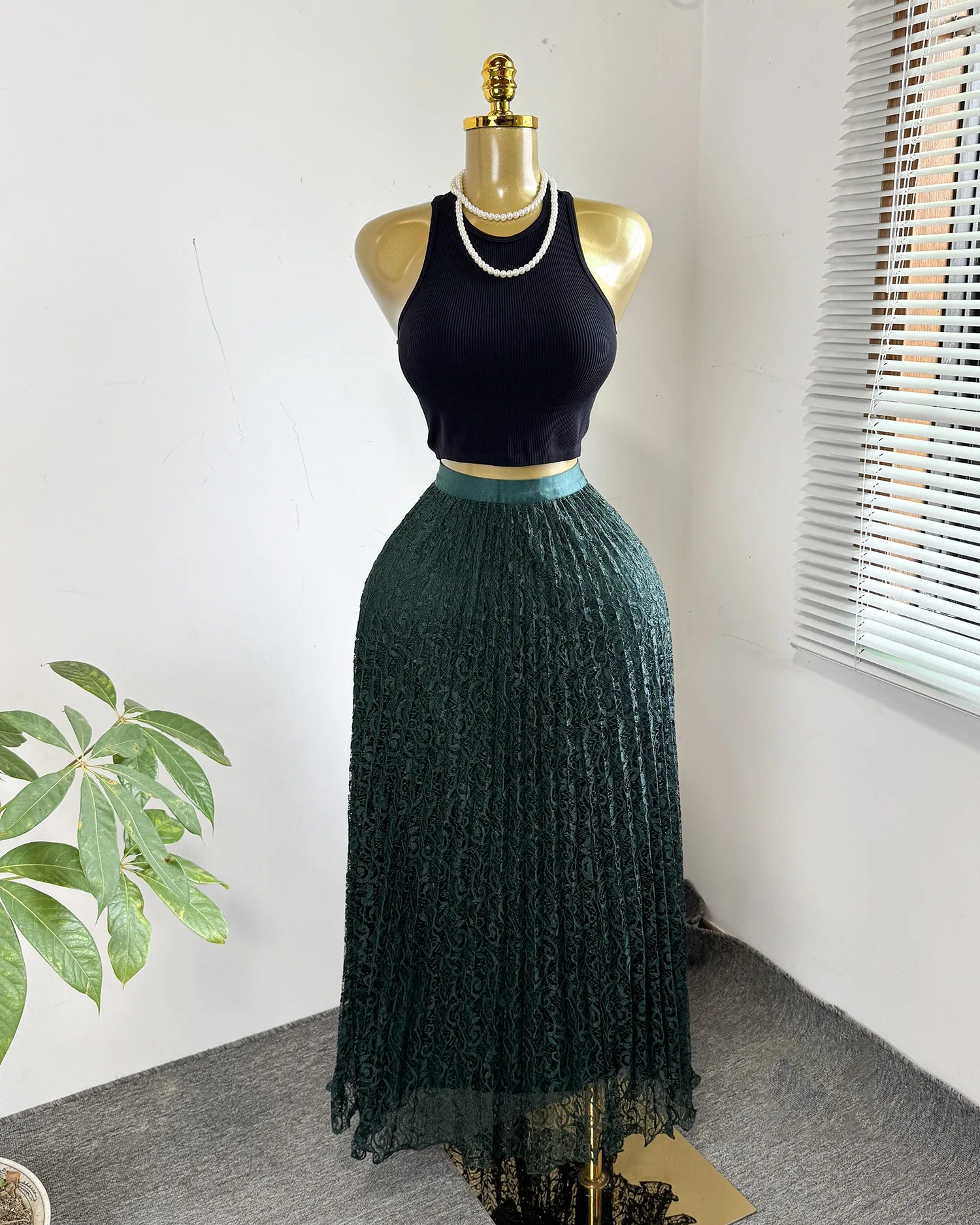 Skirts Women Mid Length Skirt A Line High Waist Slim Fit Elegant Splice Y2k Streetwear Work Lace Casual Pleated Summer 2026