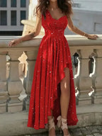 Women Evening Dresses Sexy Elegant Red Cocktail Party Chic Gala Graduation Luxury Formal Occasion Bridesmaid Gown Dress Clothes