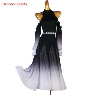 Modern Dance Dress Stand-Up Collar Mesh Sleeve Long Skirt Performance Clothing High-End Custom Child Woman Competition Clothes