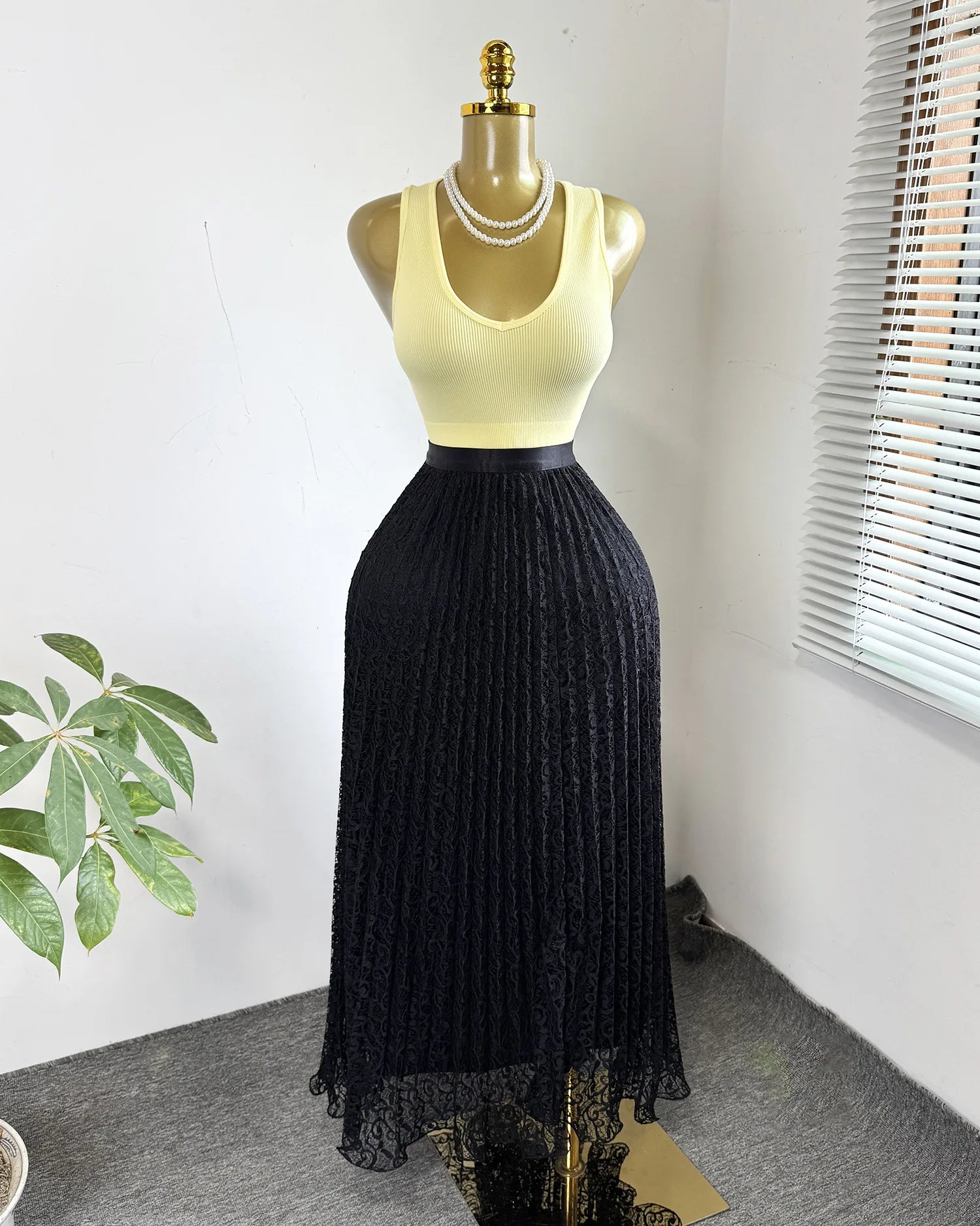 Skirts Women Mid Length Skirt A Line High Waist Slim Fit Elegant Splice Y2k Streetwear Work Lace Casual Pleated Summer 2026