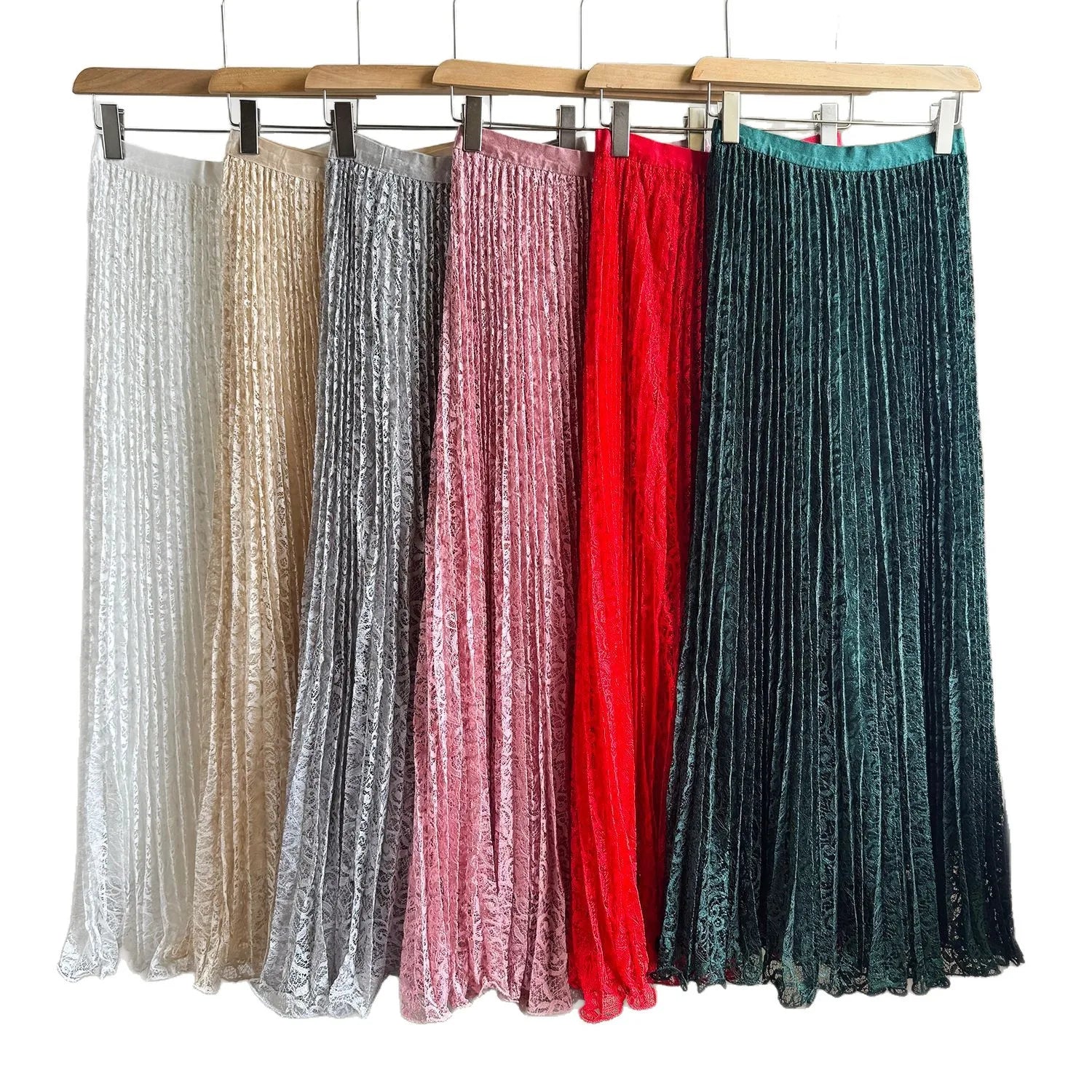 Skirts Women Mid Length Skirt A Line High Waist Slim Fit Elegant Splice Y2k Streetwear Work Lace Casual Pleated Summer 2026