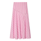Women's Skirt 2026 New Spring Summer Pink Striped Linen Midi Skirt for Women Casual Chic Personality Female Skirt