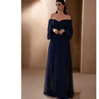 Dresses For Woman Elegant vestidos Solid Color Slim Robe Evening Dress Sexy One Line Neck Simple Style Long Sleeves Simple Style