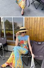 Womens Dresses Woman Clothes  Miyake High-grade Pleated Print Dress Chinese National Style Cheongsam Skirt Fishtail Skirt Summer