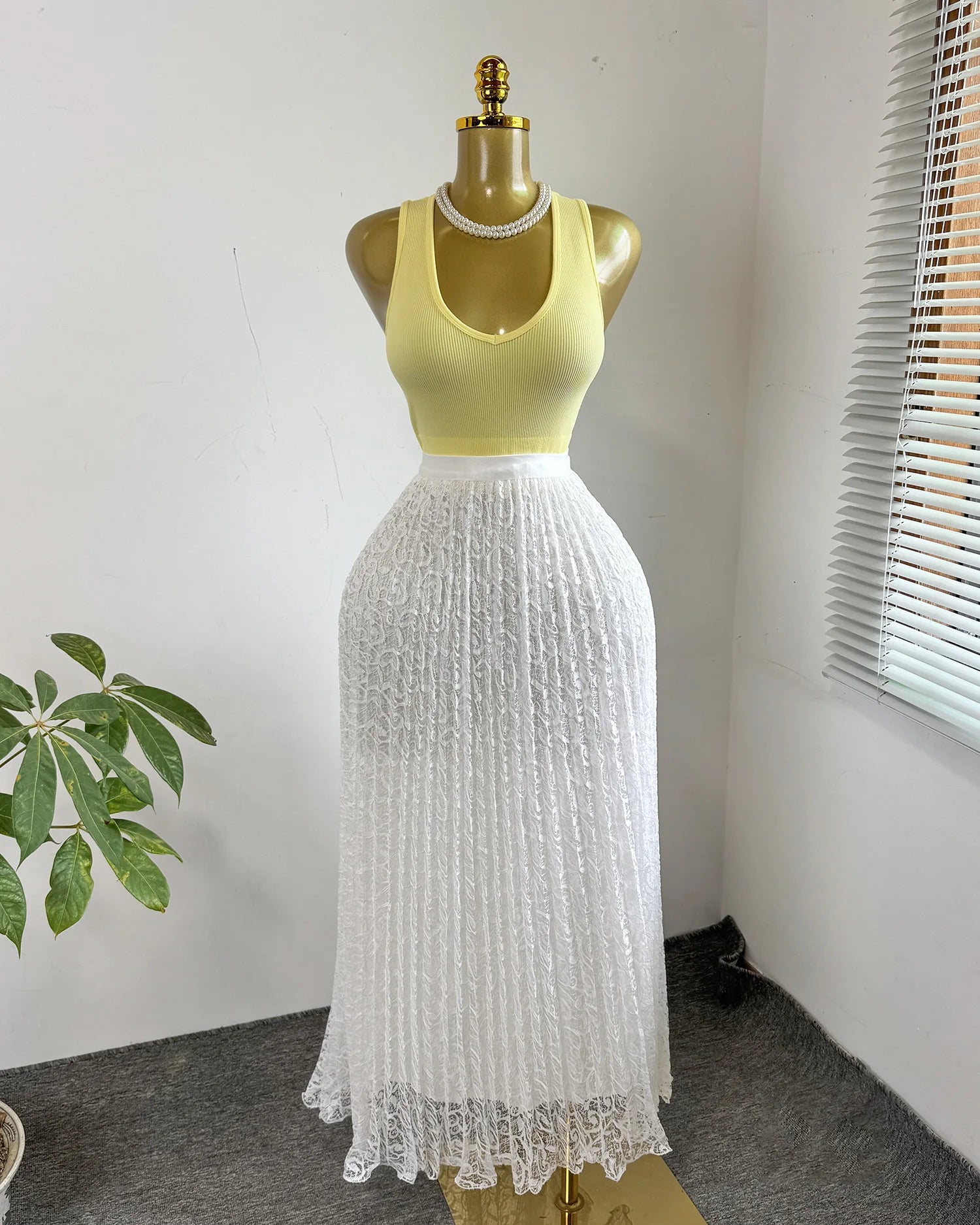 Skirts Women Mid Length Skirt A Line High Waist Slim Fit Elegant Splice Y2k Streetwear Work Lace Casual Pleated Summer 2026