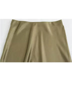 HH Skirts For Women 2024 Summer Solid Satin Sheath Long Skirt Female Show Curve Beach Outfits For Woman Mermaid Skirts