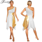 Women Church Choir Worship Praise Dress Modern Lyrical Dance Performance Costume One Shoulder Irregular Hem Dresses Dancewear