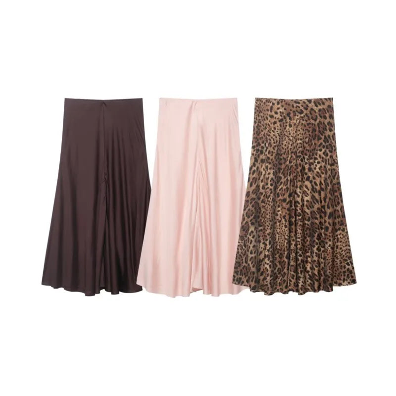 Women's Skirts 2026 Spring Summer Fashion Elastic Waist Flared Skirt Elegant Female A-line Skirt High Waist Casual Skirts