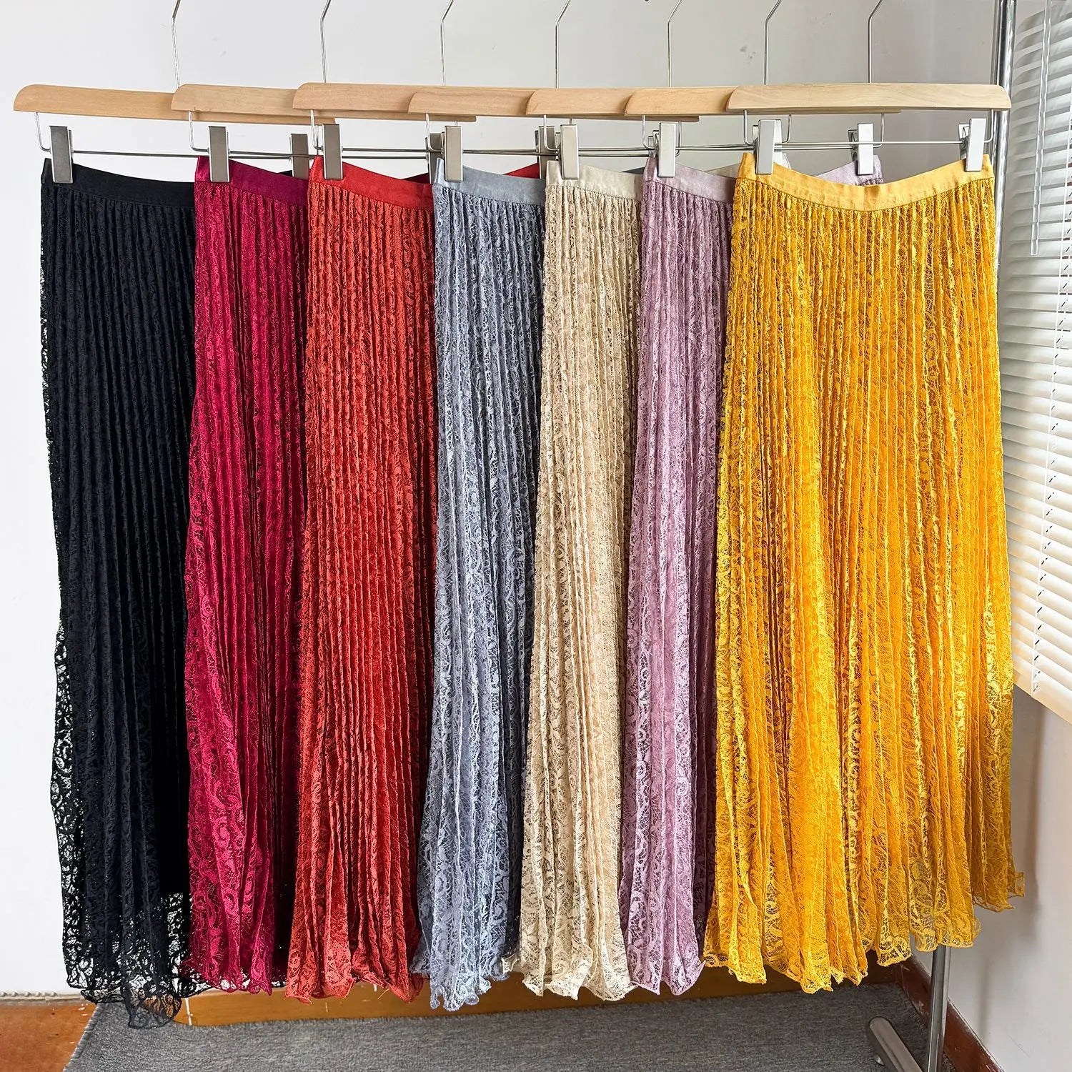 Skirts Women Mid Length Skirt A Line High Waist Slim Fit Elegant Splice Y2k Streetwear Work Lace Casual Pleated Summer 2026
