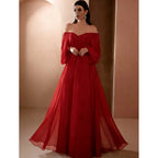Dresses For Woman Elegant vestidos Solid Color Slim Robe Evening Dress Sexy One Line Neck Simple Style Long Sleeves Simple Style