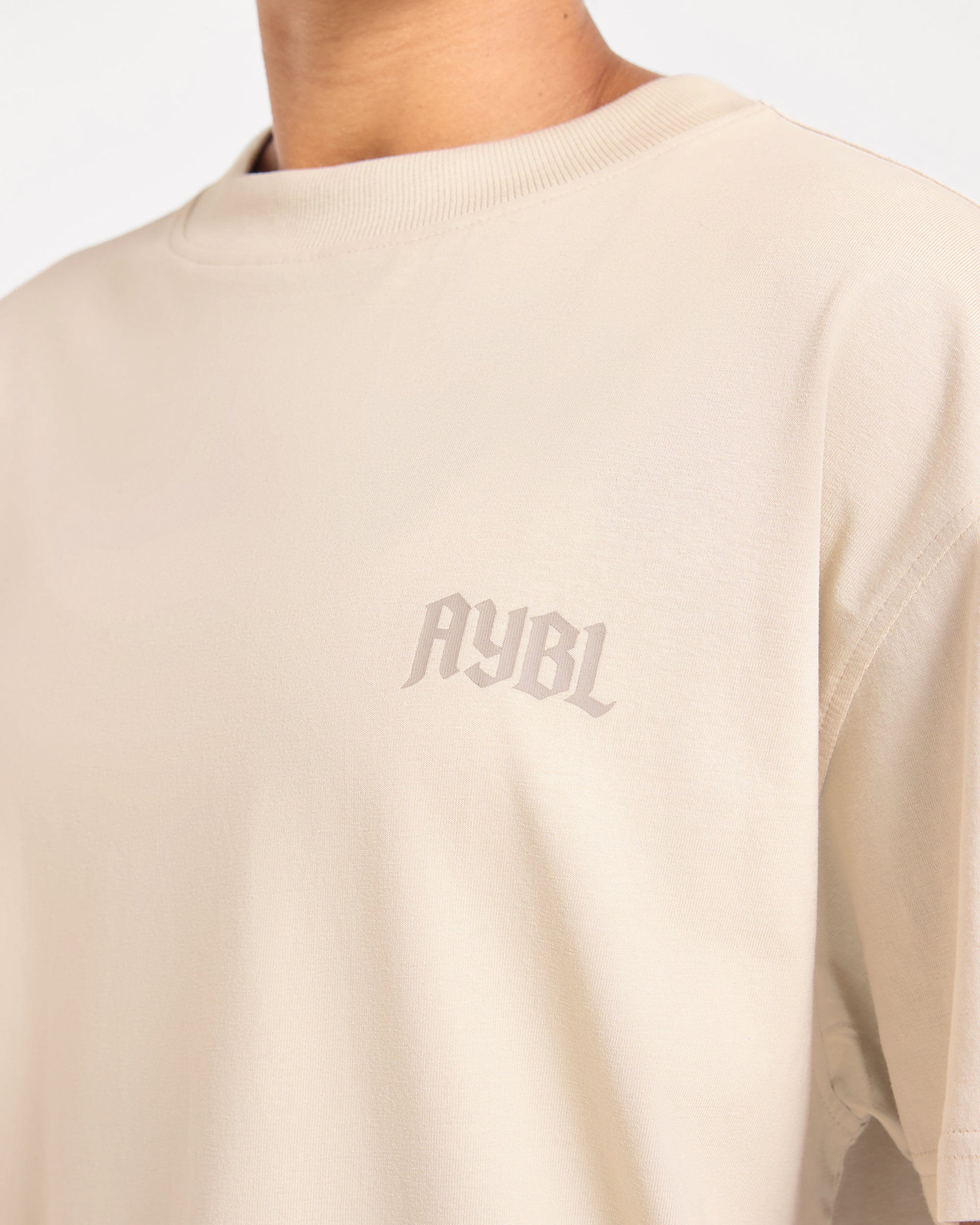 Sports Club Gothic Oversized T Shirt - Taupe Beige