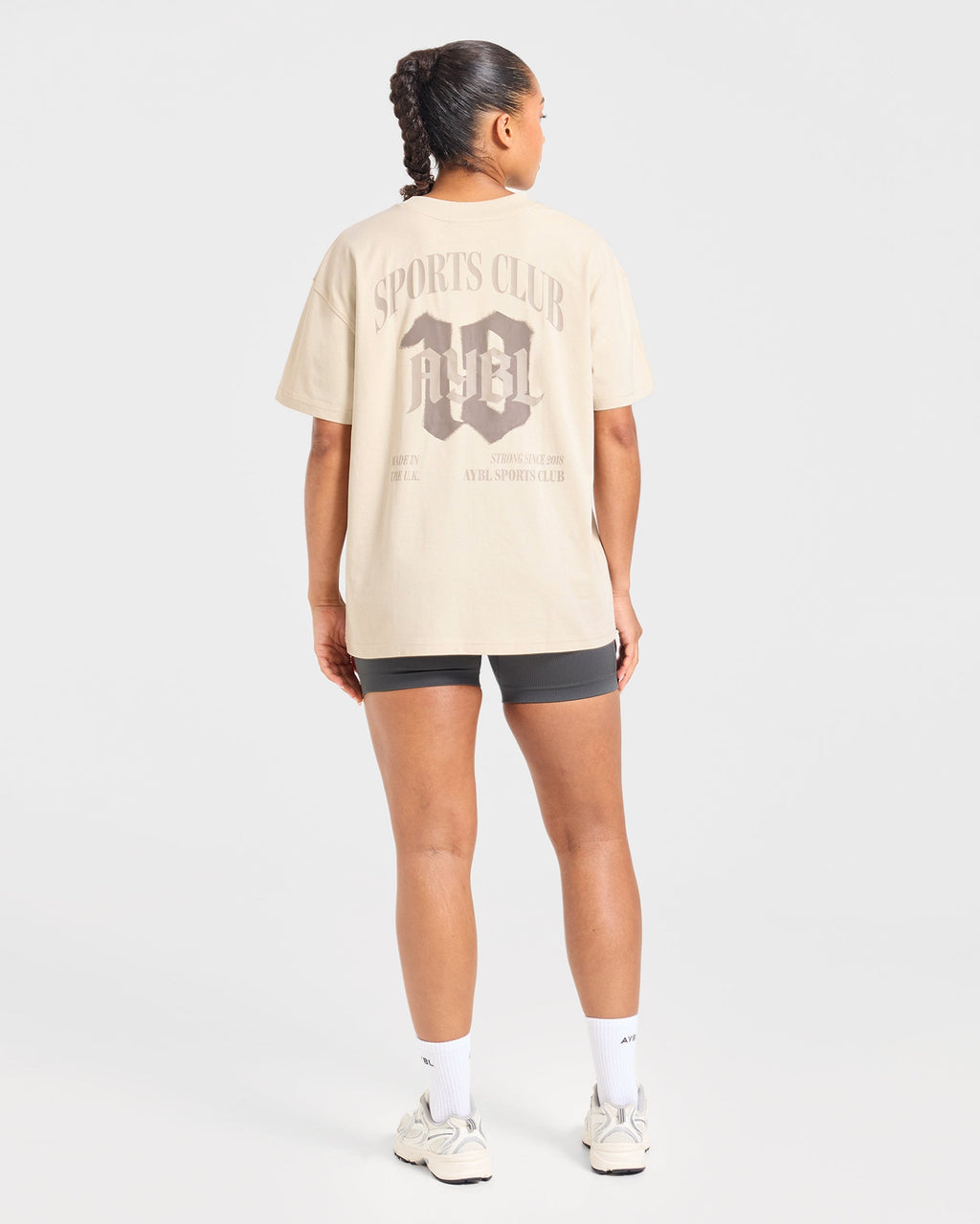 Sports Club Gothic Oversized T Shirt - Taupe Beige