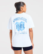 Sports Club Gothic Oversized T Shirt - Blauw