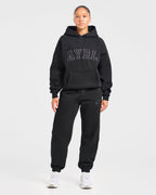 Varsity Applique Oversized Joggers - Zwart