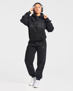 Varsity Applique Oversized Joggers - Zwart