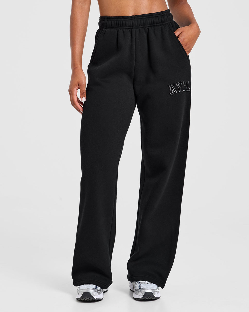 Varsity Applique Oversized Straight Leg Joggers - Zwart