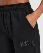 Varsity Applique Oversized Straight Leg Joggers - Zwart