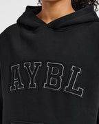 Varsity Applique Oversized Hoodie - Zwart