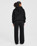 Varsity Applique Oversized Straight Leg Joggers - Zwart