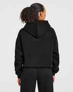 Varsity Applique Oversized Hoodie - Zwart