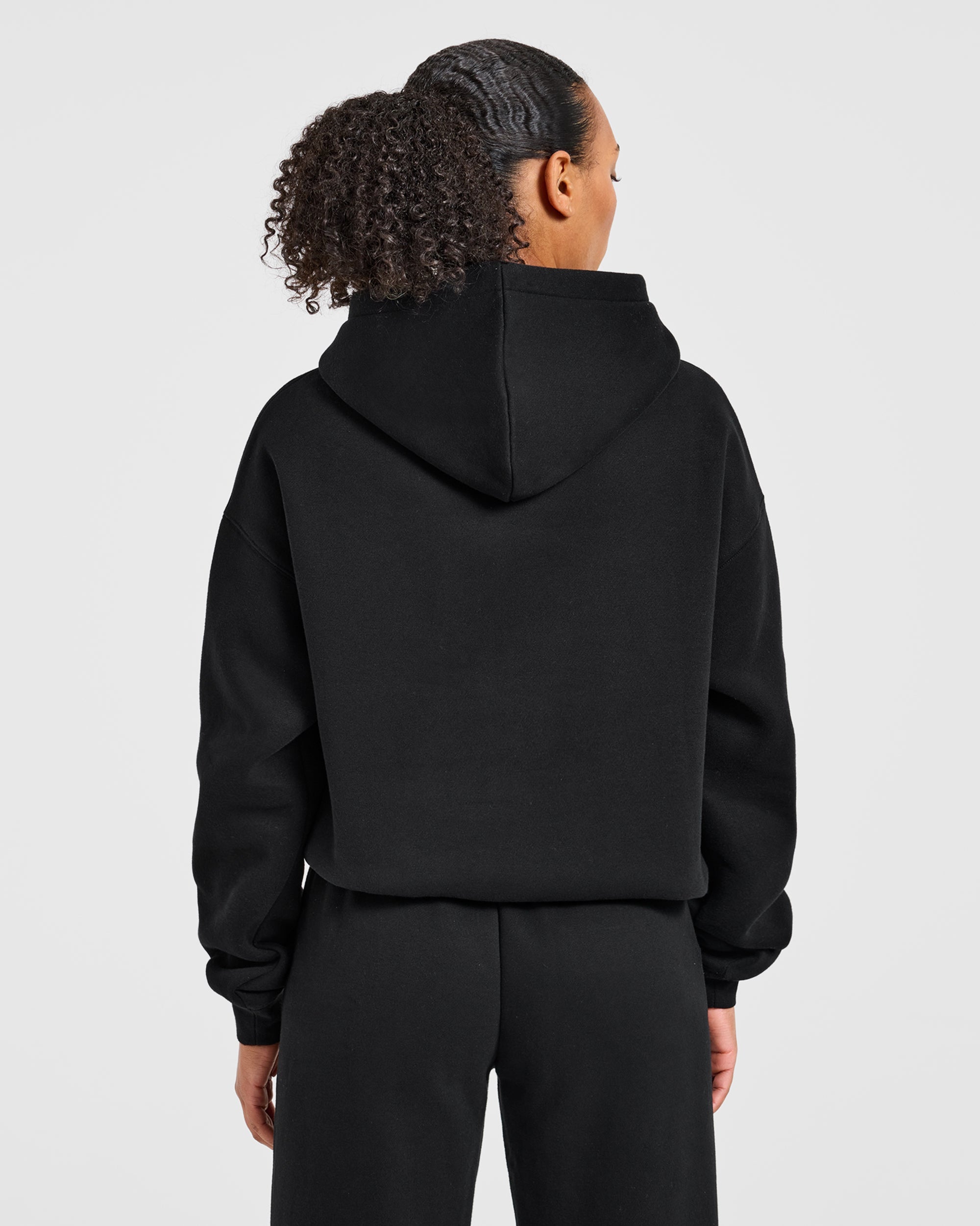 Varsity Applique Oversized Hoodie - Zwart